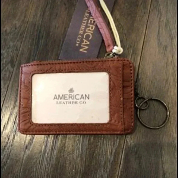 American Leather Co.  Portland wallet -key chain - ID holder -brandy tooled - Picture 1 of 6